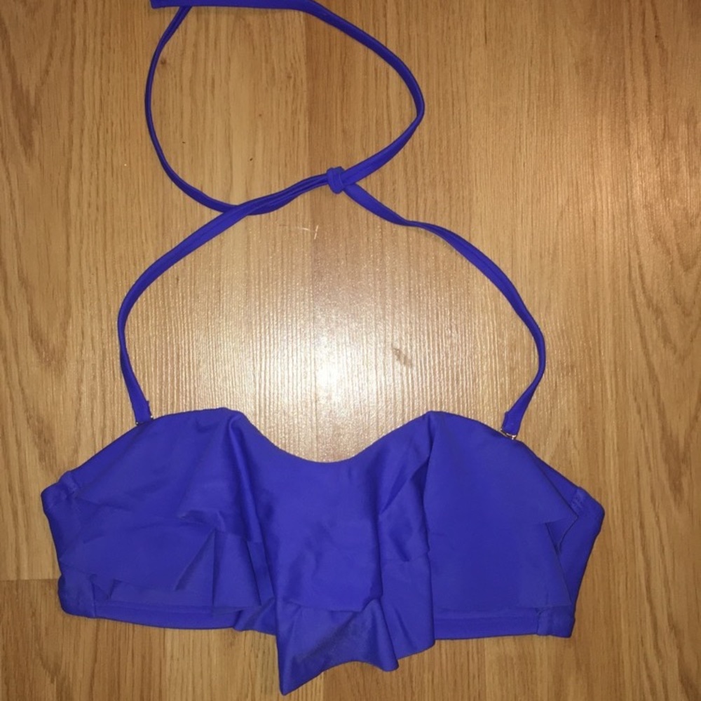 Blue Ruffled Bikini Top
